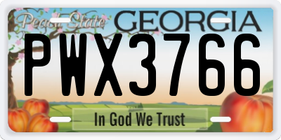 GA license plate PWX3766