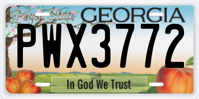 GA license plate PWX3772