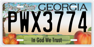 GA license plate PWX3774