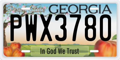 GA license plate PWX3780