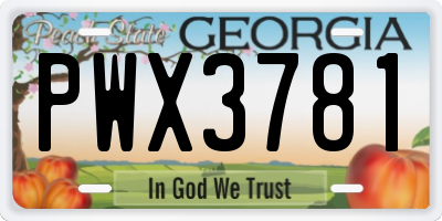 GA license plate PWX3781