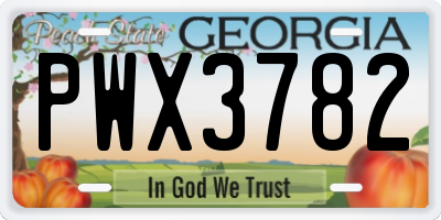 GA license plate PWX3782