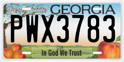 GA license plate PWX3783