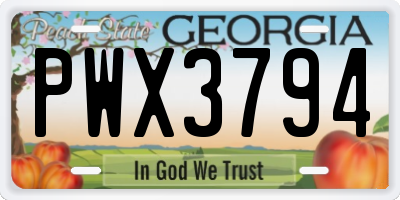 GA license plate PWX3794