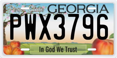 GA license plate PWX3796