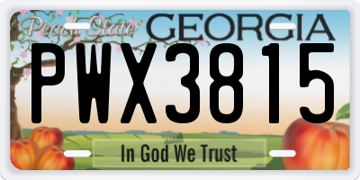 GA license plate PWX3815