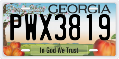 GA license plate PWX3819