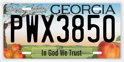 GA license plate PWX3850