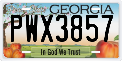 GA license plate PWX3857