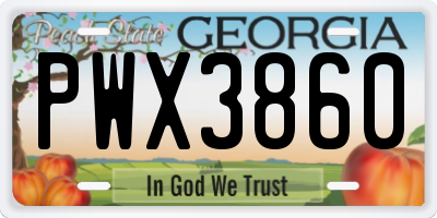 GA license plate PWX3860