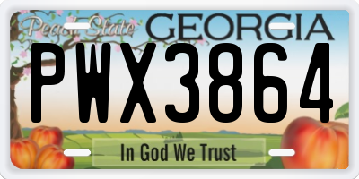 GA license plate PWX3864