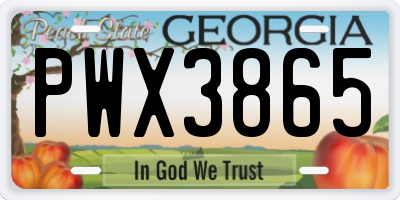 GA license plate PWX3865