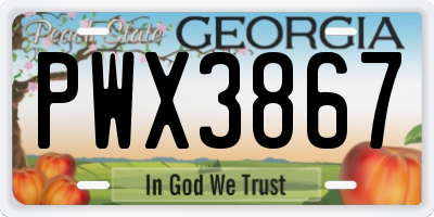 GA license plate PWX3867
