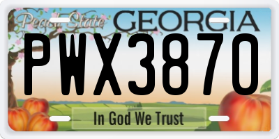 GA license plate PWX3870