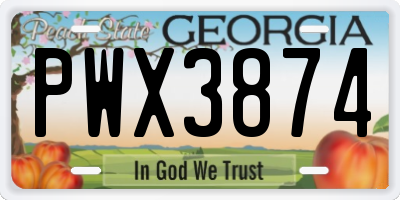GA license plate PWX3874