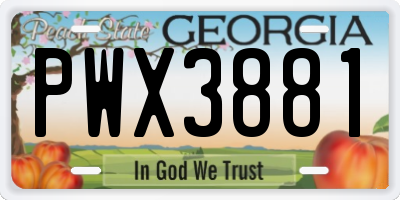 GA license plate PWX3881