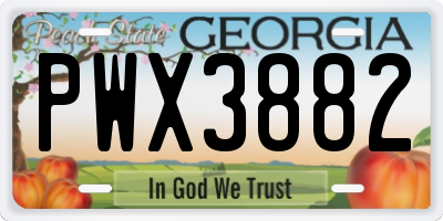 GA license plate PWX3882