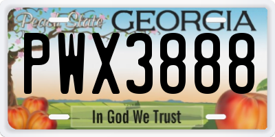 GA license plate PWX3888