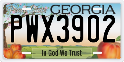 GA license plate PWX3902