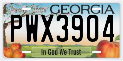 GA license plate PWX3904