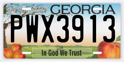 GA license plate PWX3913