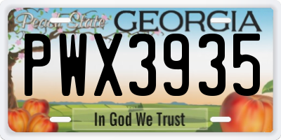 GA license plate PWX3935