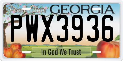 GA license plate PWX3936