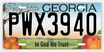 GA license plate PWX3940