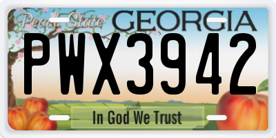 GA license plate PWX3942