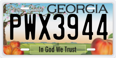 GA license plate PWX3944