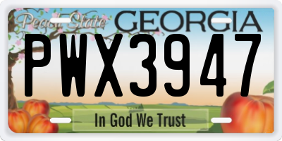 GA license plate PWX3947