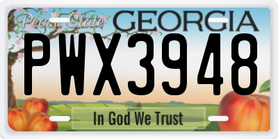 GA license plate PWX3948