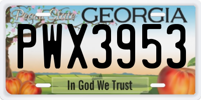GA license plate PWX3953