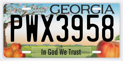 GA license plate PWX3958