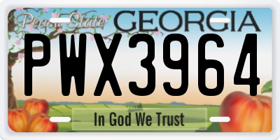 GA license plate PWX3964