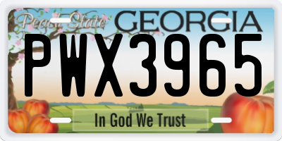 GA license plate PWX3965