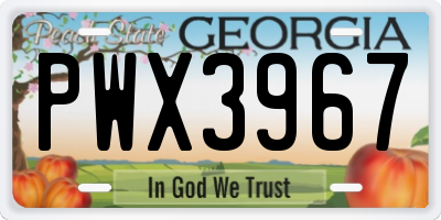 GA license plate PWX3967