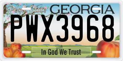GA license plate PWX3968