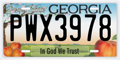 GA license plate PWX3978