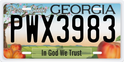 GA license plate PWX3983