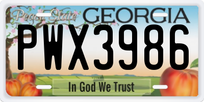 GA license plate PWX3986