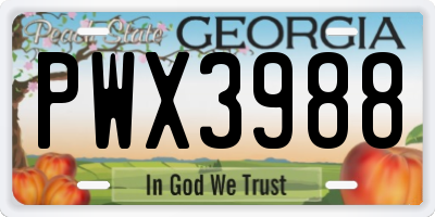 GA license plate PWX3988