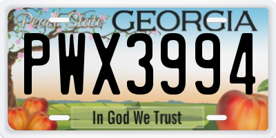 GA license plate PWX3994