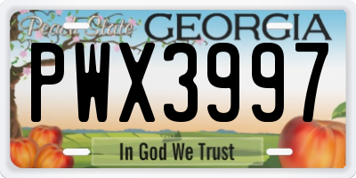 GA license plate PWX3997