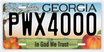 GA license plate PWX4000