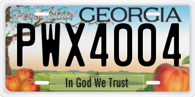 GA license plate PWX4004
