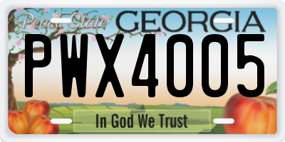 GA license plate PWX4005