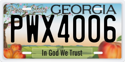 GA license plate PWX4006