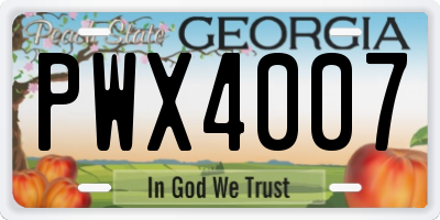 GA license plate PWX4007