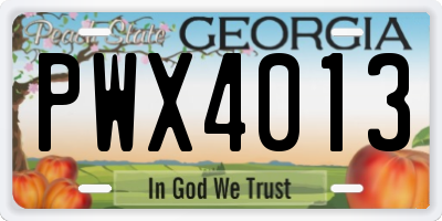 GA license plate PWX4013